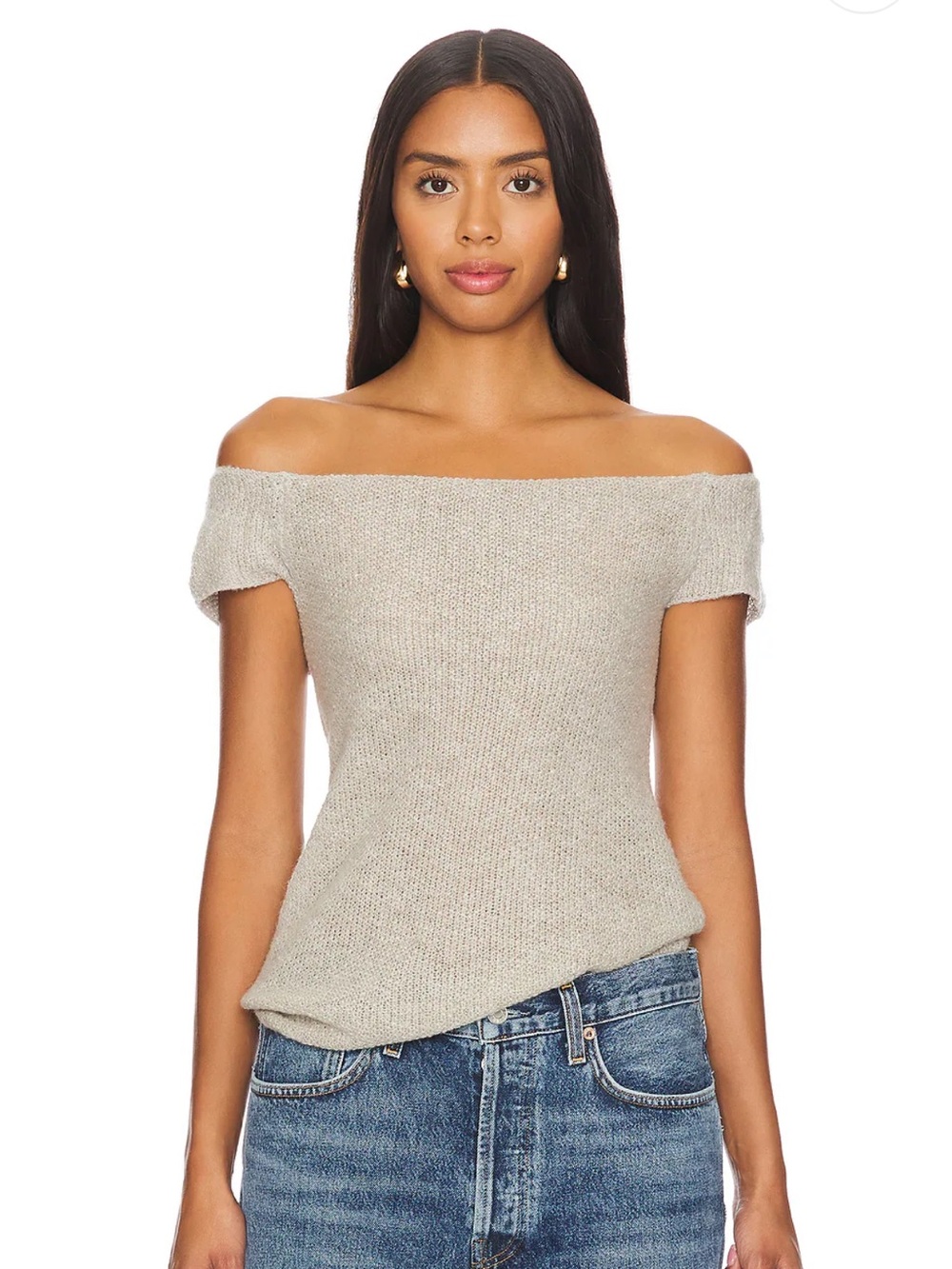 Revolve Malia Open Back Knit Top in Beige XS